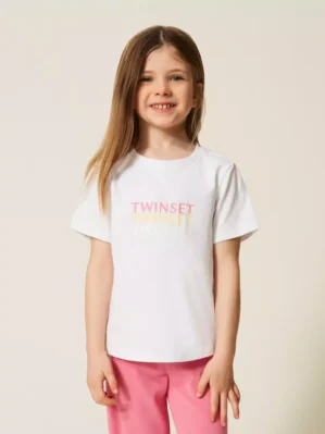 Тениска за момичета Twinset с многоцветно лого