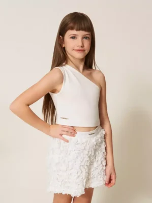 Топ с едно рамо и лого Twinset